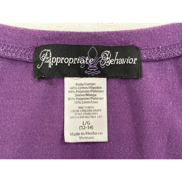 Y2K Appropriate Behavior Top L Purple Floral Long Sleeve Grunge Retro Vintage - Picture 5 of 7